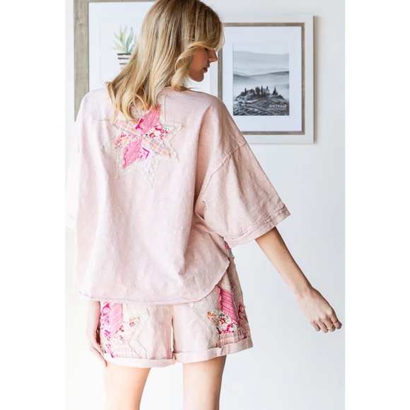 Oli & Hali Pink Star Embellished Women Shorts - Picture 3 of 6